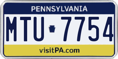 PA license plate MTU7754
