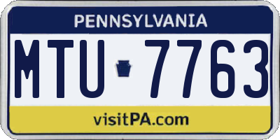 PA license plate MTU7763