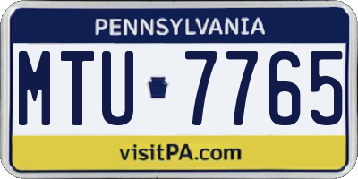 PA license plate MTU7765