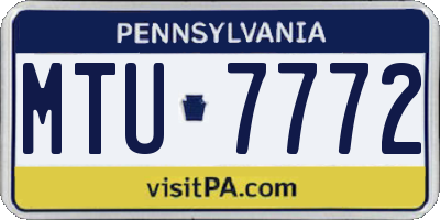 PA license plate MTU7772