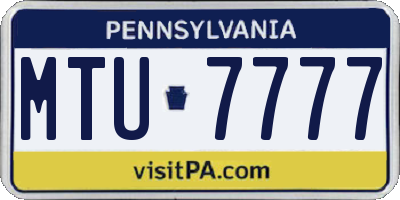 PA license plate MTU7777