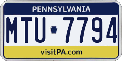 PA license plate MTU7794
