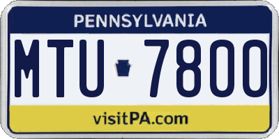 PA license plate MTU7800