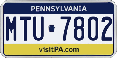 PA license plate MTU7802