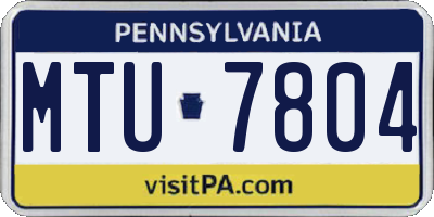 PA license plate MTU7804