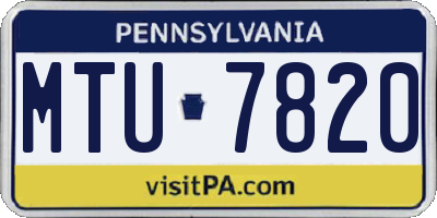 PA license plate MTU7820