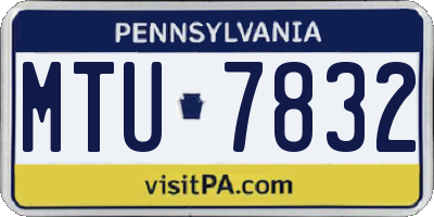 PA license plate MTU7832