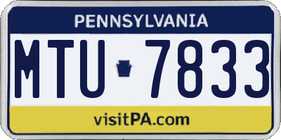 PA license plate MTU7833