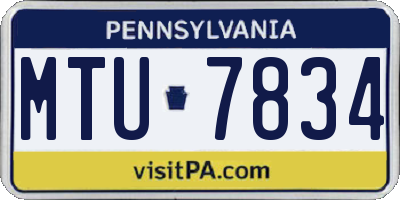 PA license plate MTU7834