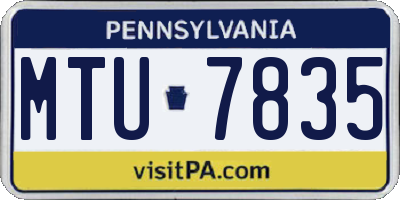 PA license plate MTU7835