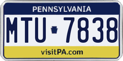 PA license plate MTU7838