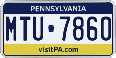 PA license plate MTU7860