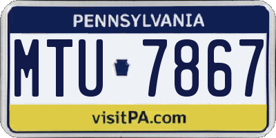 PA license plate MTU7867