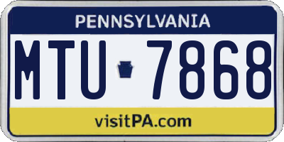 PA license plate MTU7868