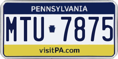 PA license plate MTU7875