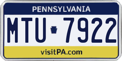 PA license plate MTU7922