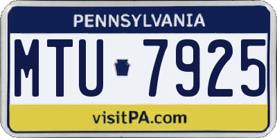 PA license plate MTU7925