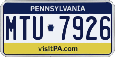 PA license plate MTU7926