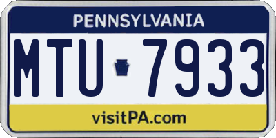 PA license plate MTU7933