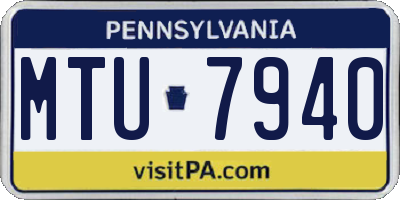 PA license plate MTU7940