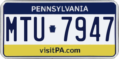 PA license plate MTU7947