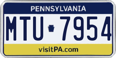 PA license plate MTU7954