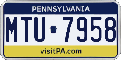 PA license plate MTU7958