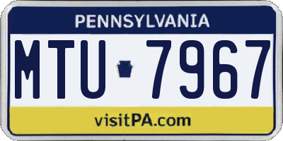 PA license plate MTU7967
