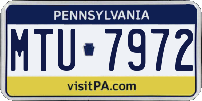 PA license plate MTU7972