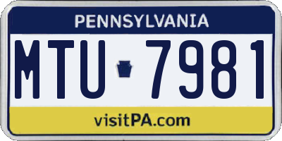 PA license plate MTU7981