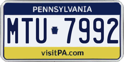 PA license plate MTU7992
