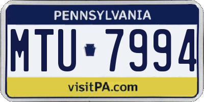 PA license plate MTU7994
