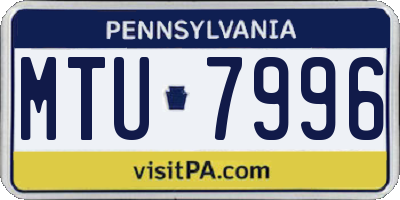 PA license plate MTU7996