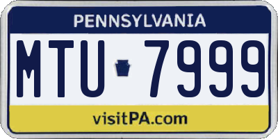 PA license plate MTU7999