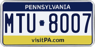 PA license plate MTU8007