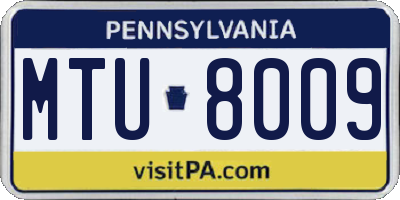 PA license plate MTU8009
