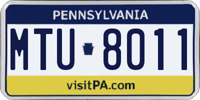 PA license plate MTU8011