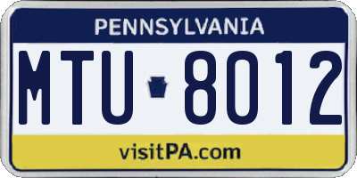 PA license plate MTU8012