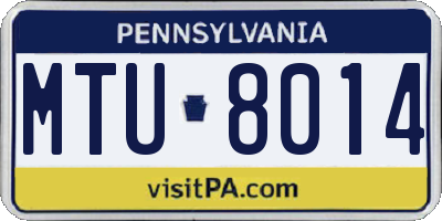 PA license plate MTU8014