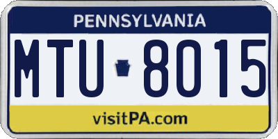 PA license plate MTU8015