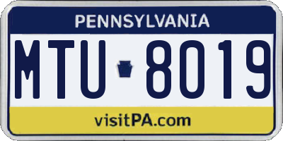 PA license plate MTU8019