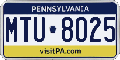 PA license plate MTU8025