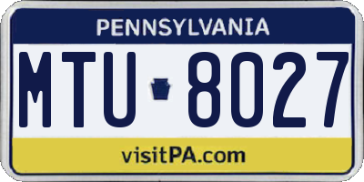 PA license plate MTU8027