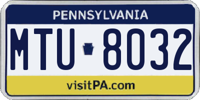 PA license plate MTU8032