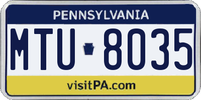 PA license plate MTU8035