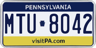 PA license plate MTU8042