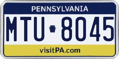 PA license plate MTU8045