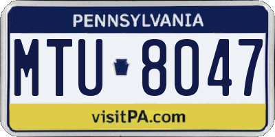 PA license plate MTU8047