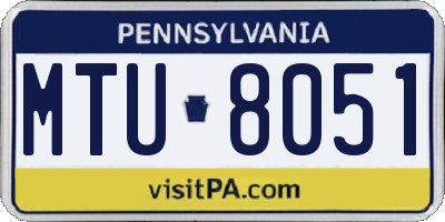 PA license plate MTU8051
