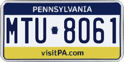 PA license plate MTU8061